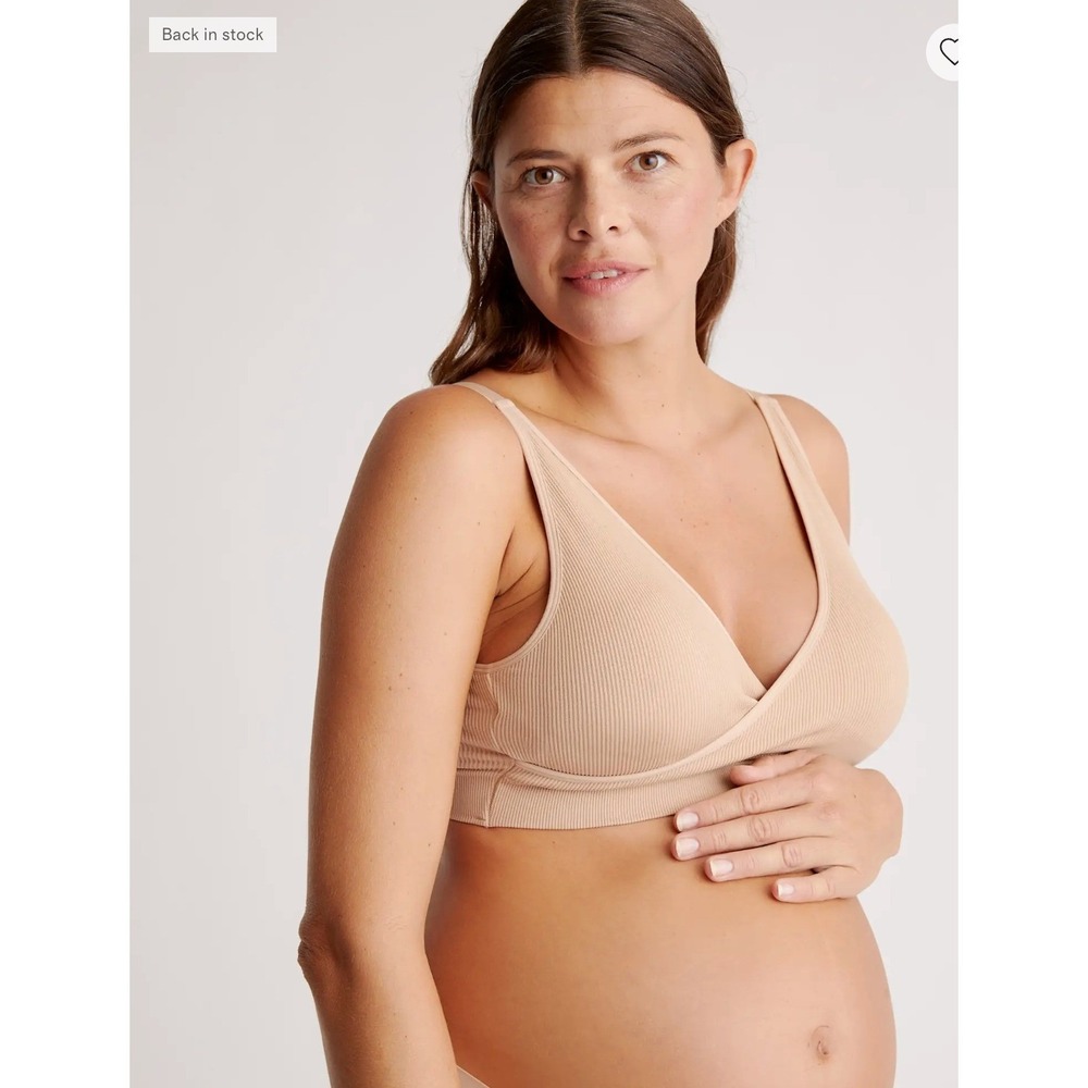 Quince Seamless Crossover Nursing & Lounge Bra (2-pack) Bralette Set L Nude